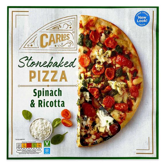 Carlos Stonebaked Thin & Crispy Spinach & Ricotta Pizza 340g